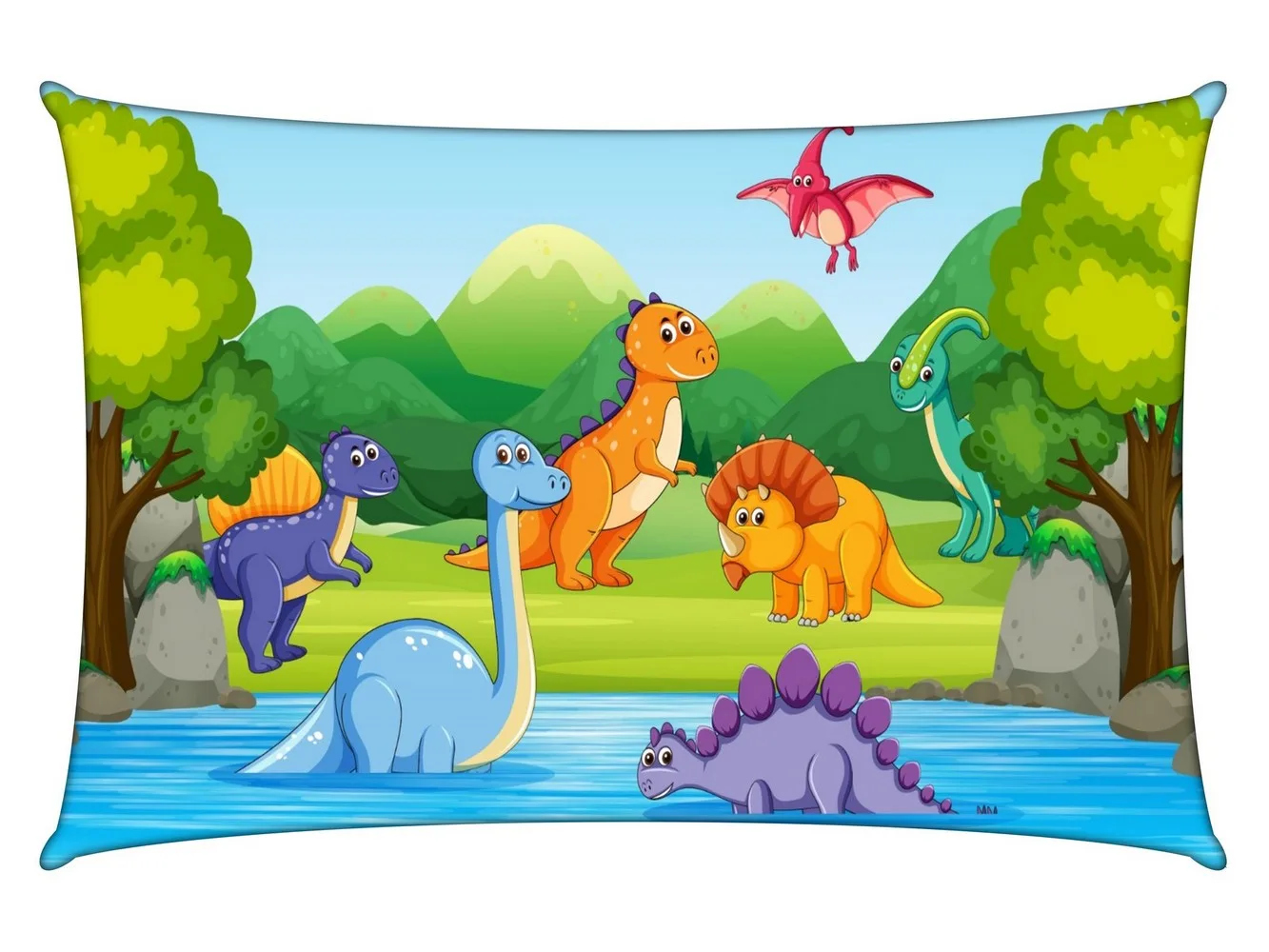 Dinosaur Kids Cartoon Pillow Cover, 18x12