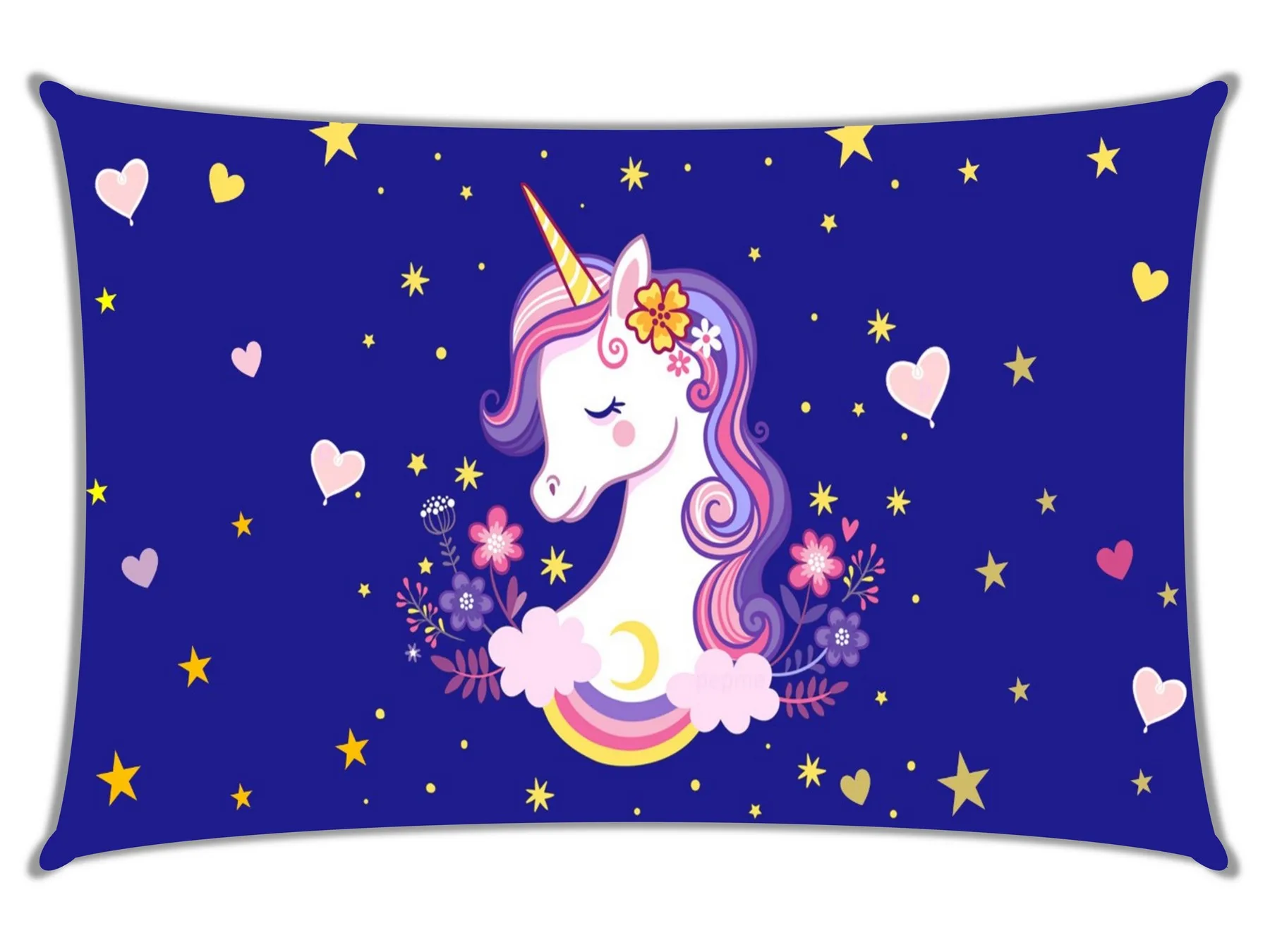 Purple unicorn printed pillow cover for kids, 18x12