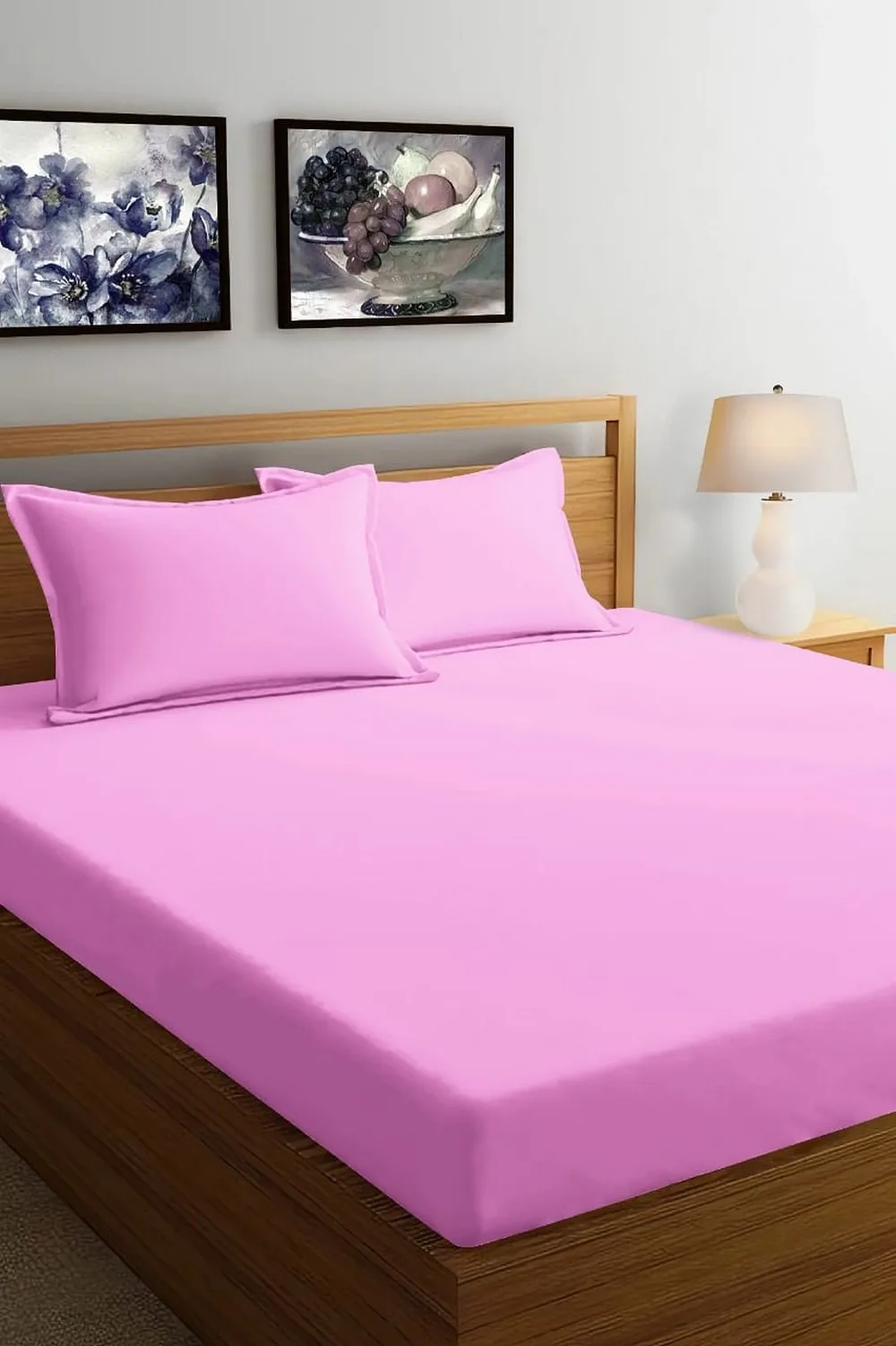 Solid plain color bed sheet, Glace cotton, 90x100, pink