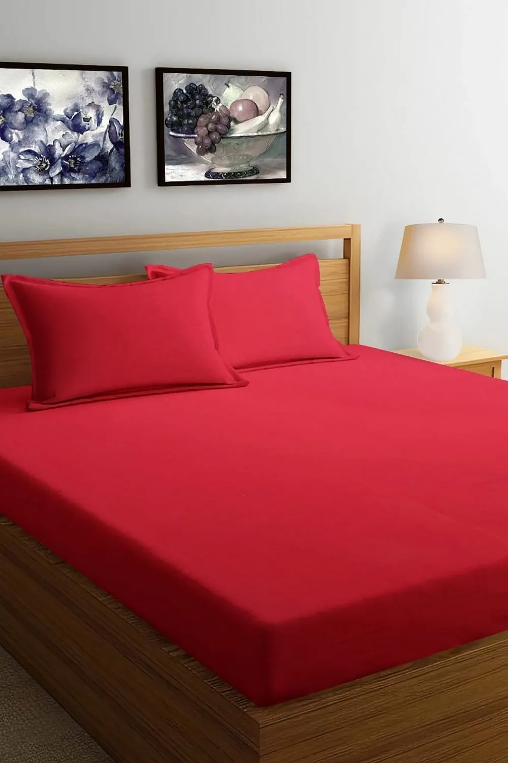 Solid plain color bed sheet, Glace cotton, 90x100, red