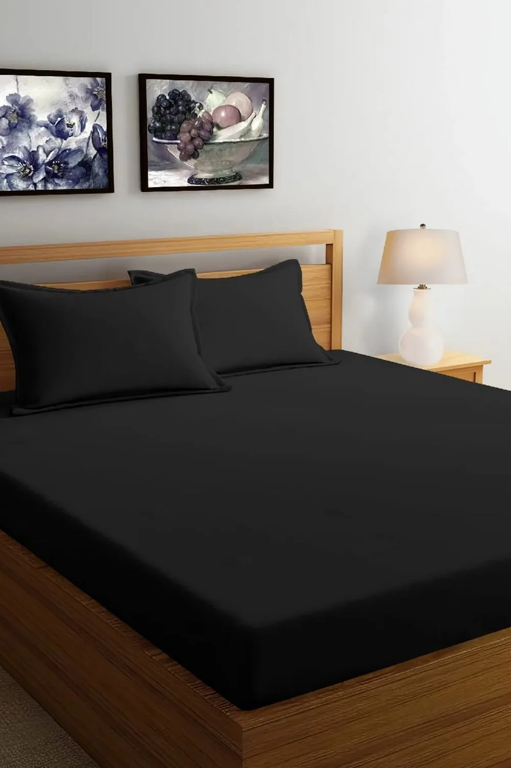 Solid plain color bed sheet, Glace cotton, 90x100, black