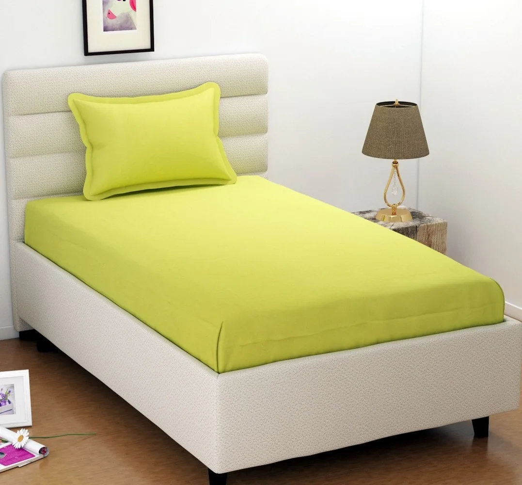 Plain single bed bedsheet, 60x90, lemon green