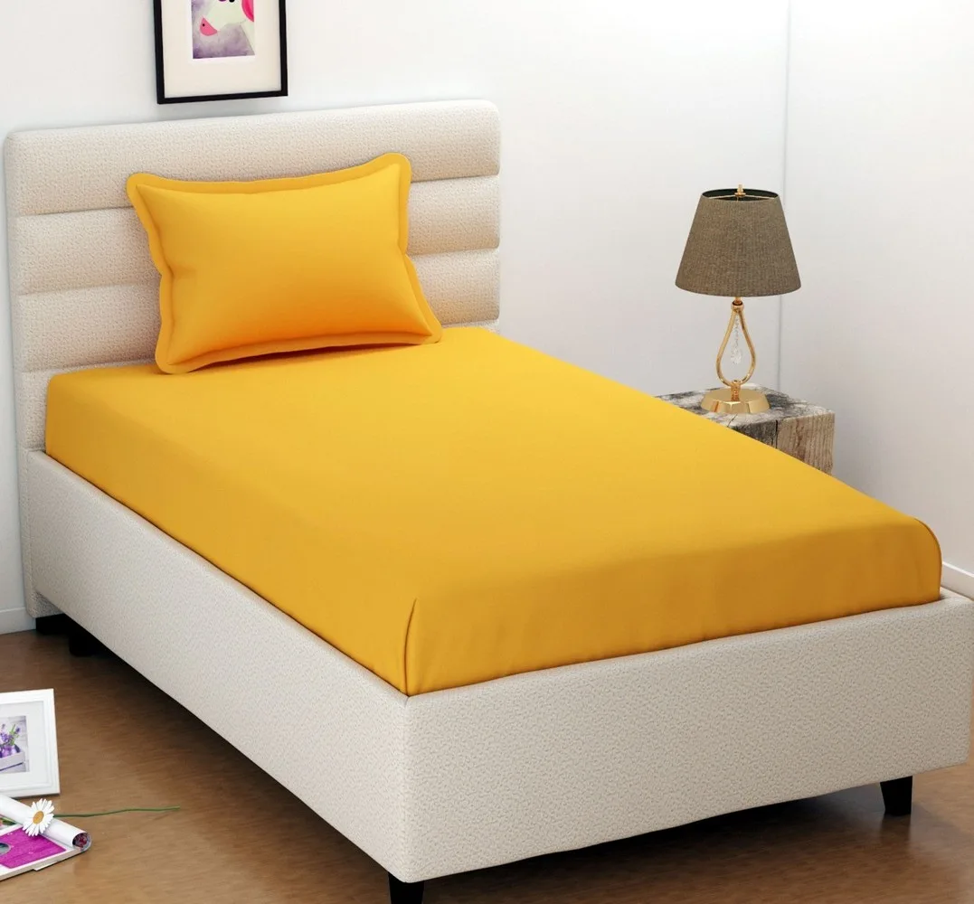 Plain single bed bedsheet, 60x90, mustard