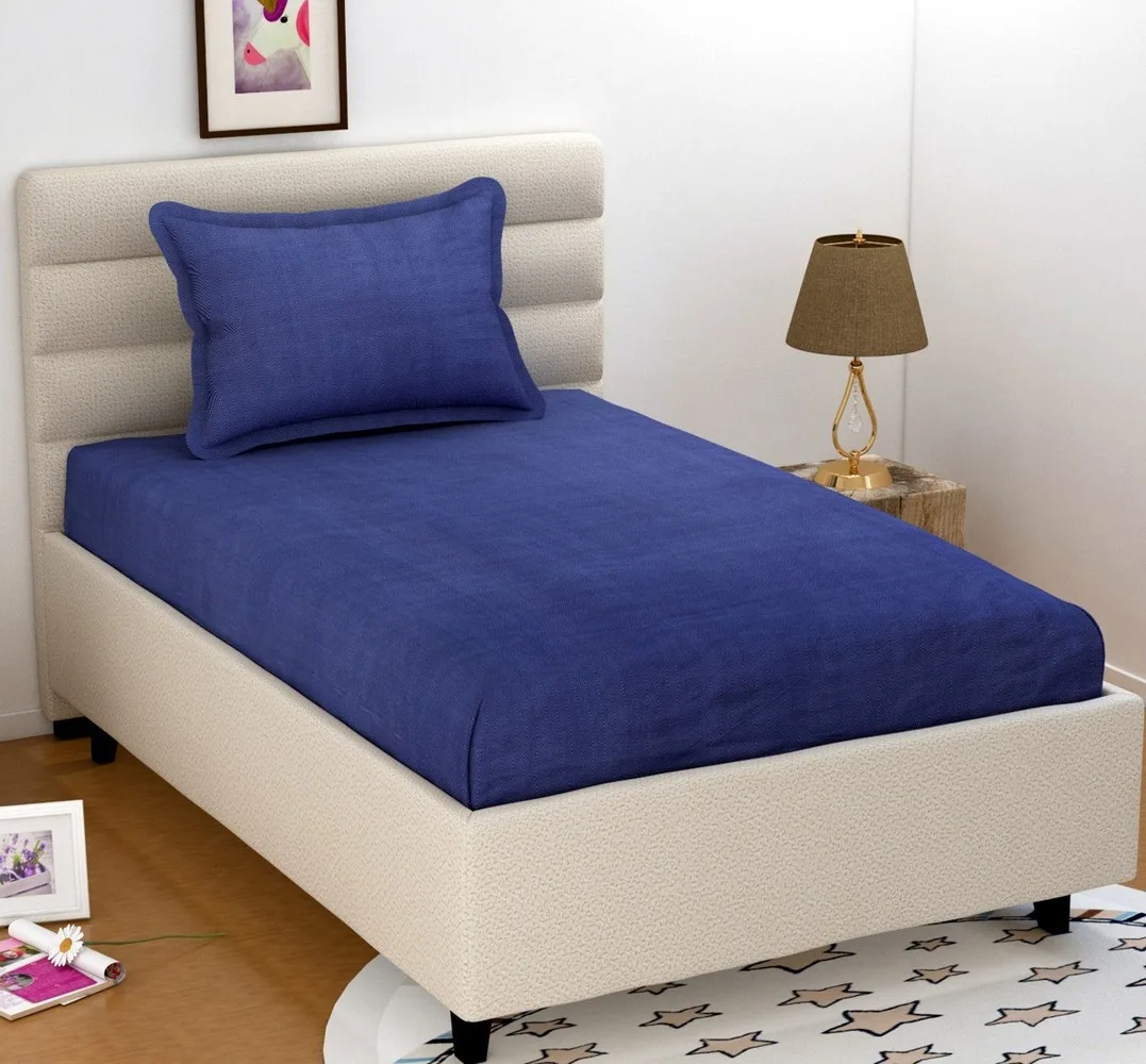 Plain single bed bedsheet, 60x90, blue