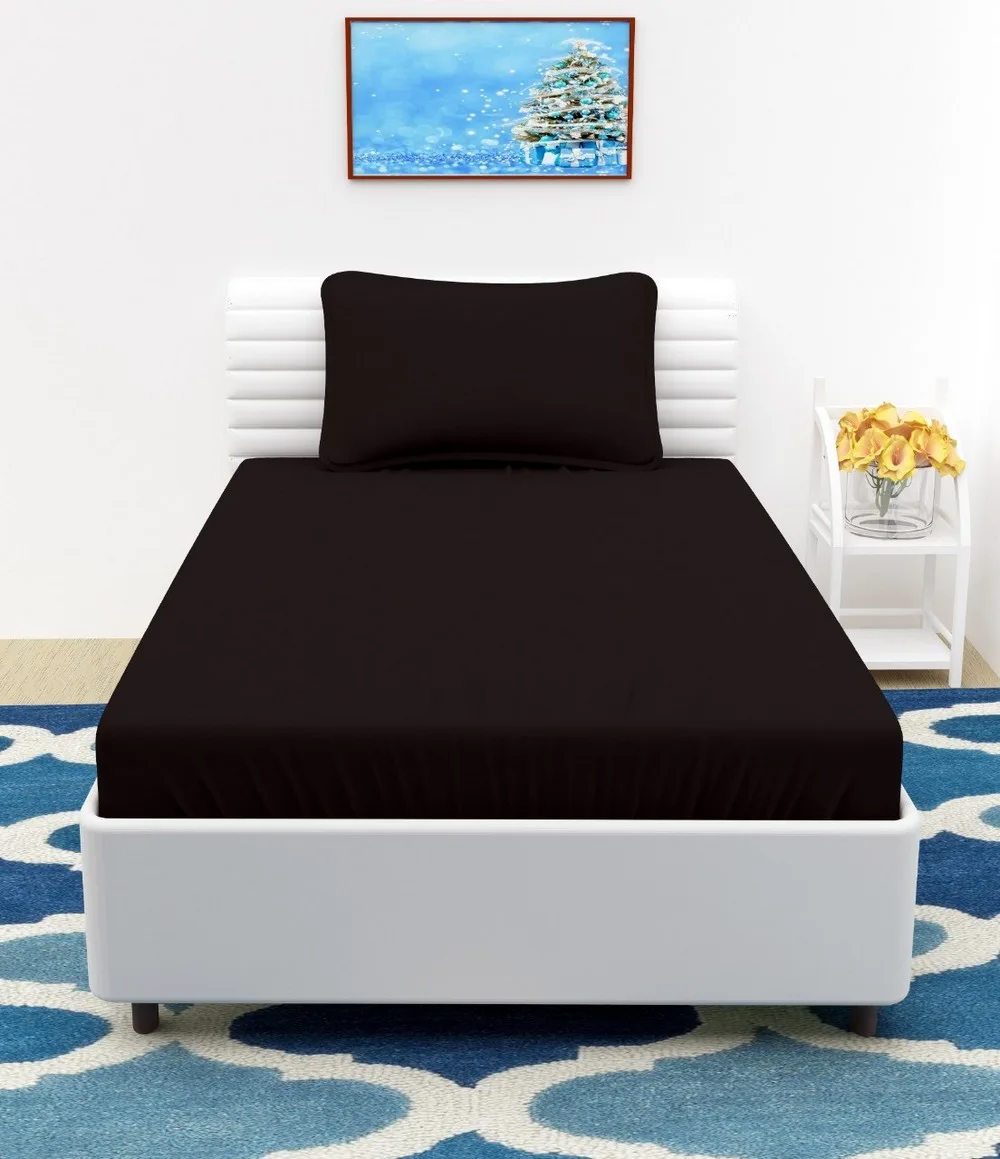Plain single bed bedsheet, 60x90, black