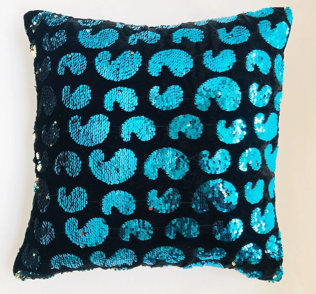 Cushion cover blue motif, black, 16x16, set of 5