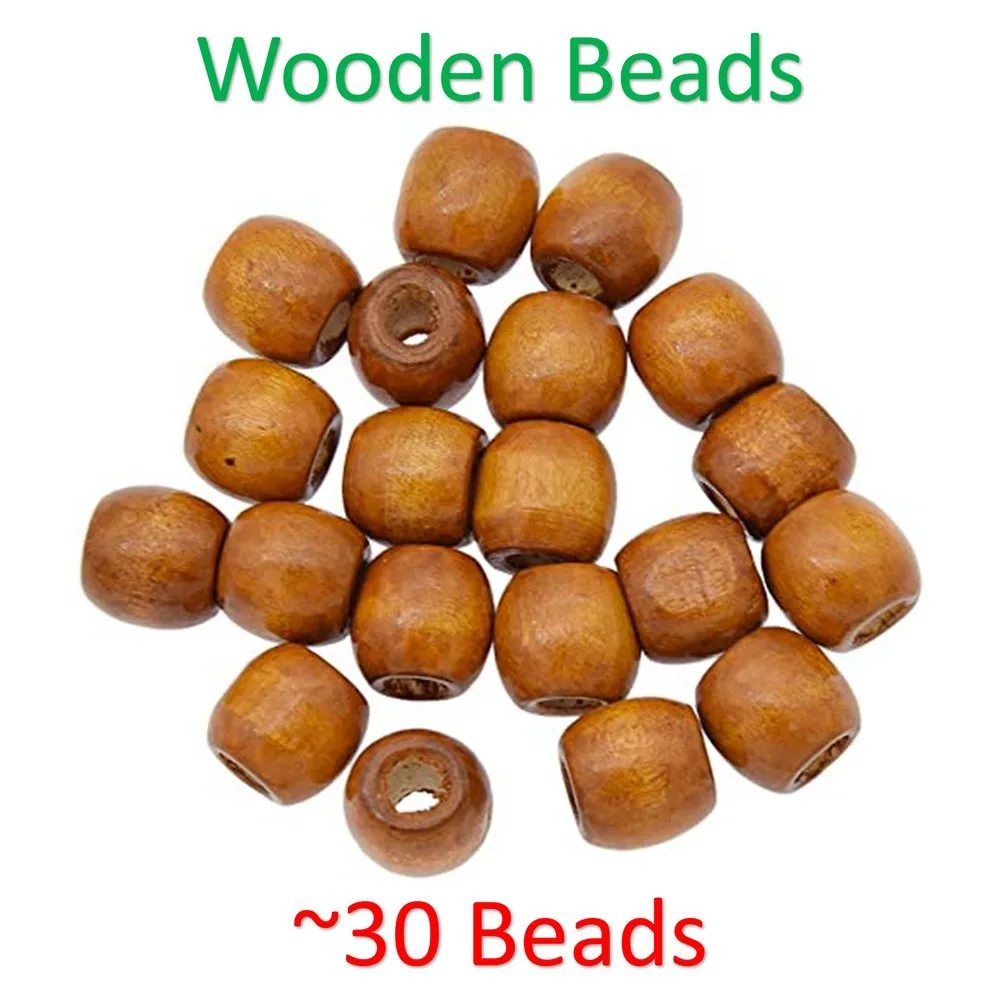 Wooden beads for DIY Macrame Stuff, Brown, 30 pieces